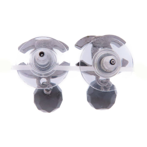 CHANEL CC Earrings Accessories PVC Metal Silver Black