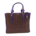 COACH GHW 2way Shoulder Bag Canvas Purple Brown