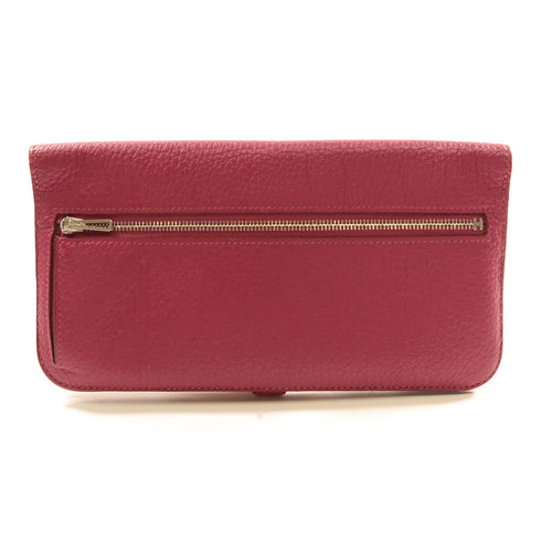 HERMES PHW Dogon Long Wallet Togo Leather L3 Rose Pourpre