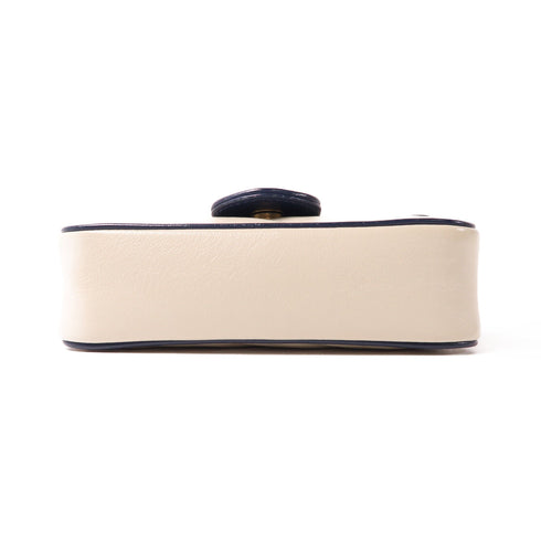 GUCCI GG Marmont Super Mini Chain Shoulder Bag 574969 Calfskin Leather White