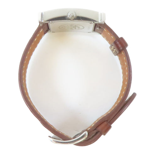 HERMES H watch Quartz Movement Wristwatch Stainless Steel Leather White Brown