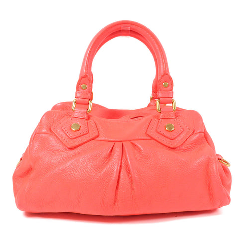 MARC JACOBS GHW 2 Way Shoulder Bag Calfskin Leather Fluorescent Pink
