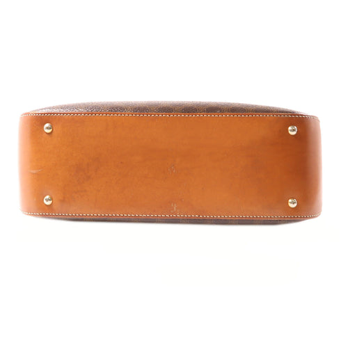 CELINE GHW 2 Way Shoulder Bag Handbag M95 Coated Canvas Brown