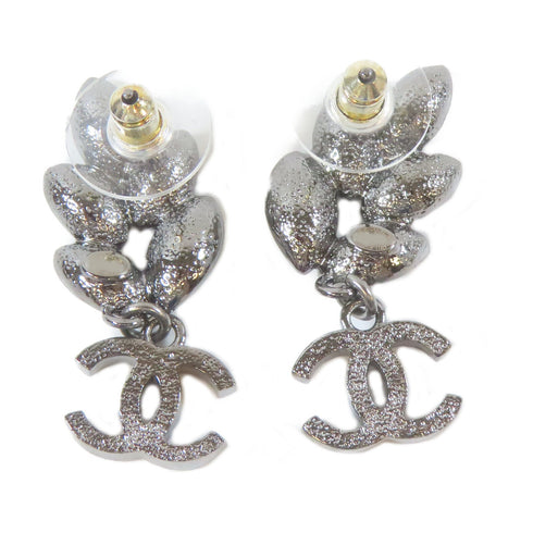 CHANEL CC Earrings Metal PVC Silver