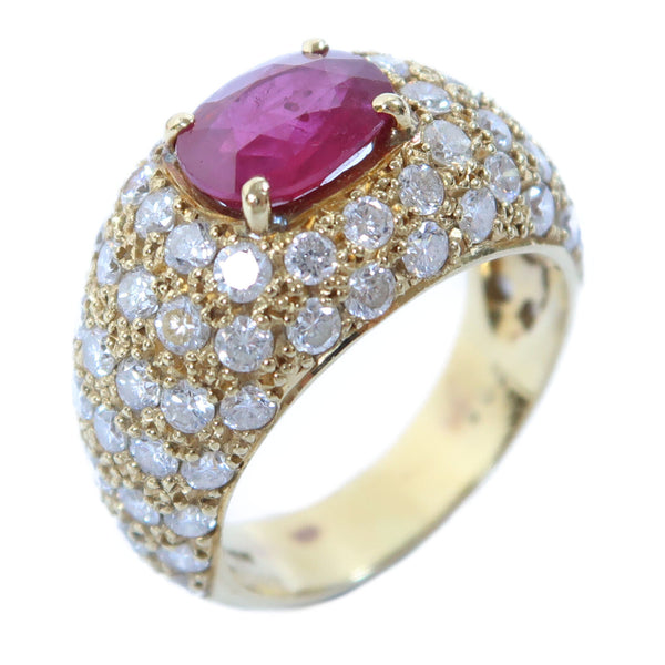 Fine Jewelry 2.864ct Ruby 2.08ct Diamond Ring US#8.25 10.6g 18K Yellow Gold