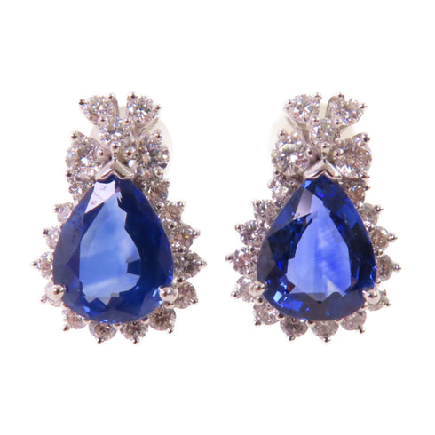 FINE JEWELRY 3.844ct Sapphire 0.92ct Diamond Earrings 18K White Gold