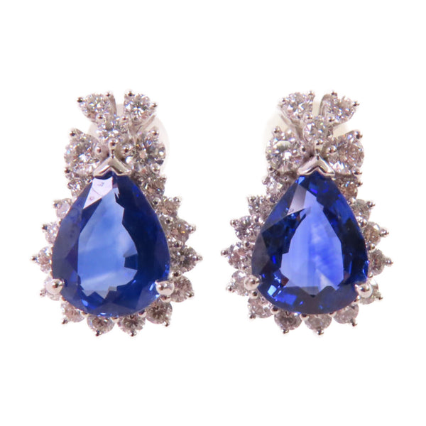FINE JEWELRY 3.844ct Sapphire 0.92ct Diamond Earrings 18K White Gold