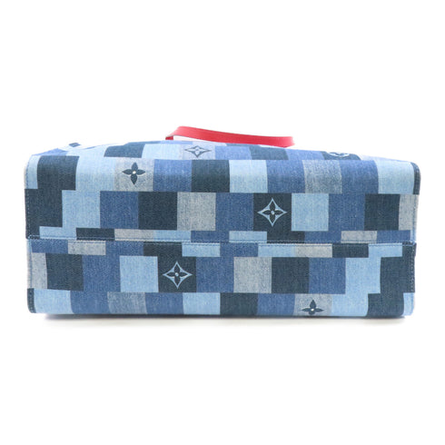 LOUIS VUITTON LV GHW OnTheGo 2way Shoulder Bag M44992 Monogram Denim Blue Red