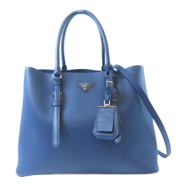 PRADA SHW Double Shoulder Bag Saffiano Leather Blue