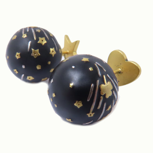 Christian Dior CD Earrings Metal Gold Black