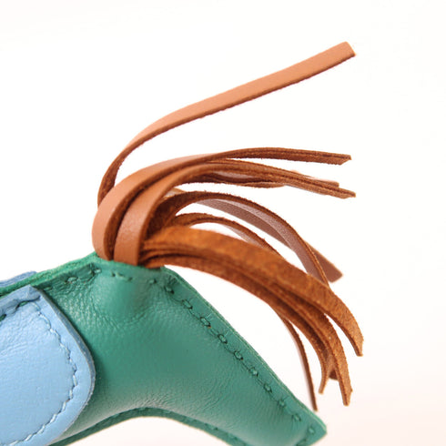 HERMES Rodeo Bag Charm 064929CA Swift Leather Green/Blue/Brown