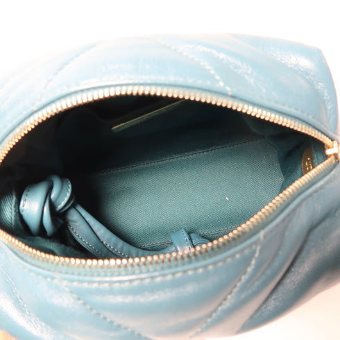 CHANEL Quilted CC GHW Shoulder Bag Lambskin Leather Greenish Blue