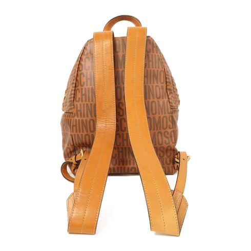 MOSCHINO GHW Betty Collection Backpack Rucksack Calfskin Leather Brown