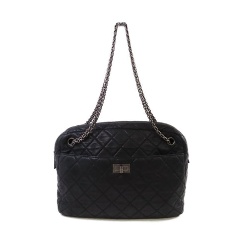 CHANEL Quilted SHW CC Chain Shoulder Bag Calfskin Leather Black v1