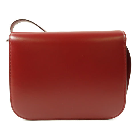 CELINE GHW Classic Box Shoulder Crossbody Bag Calfskin Leather Red