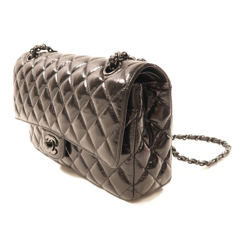 CHANEL CC BHW Classic Flap 25cm Chain Shoulder Bag A01112 Shiny Crumpled Calf