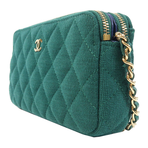 CHANEL Quilted CC GHW Chain Shoulder Bag AP0248 Canvas Green