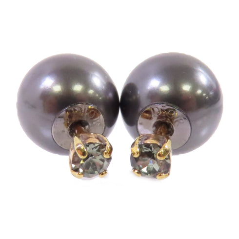 Christian Dior CD GHW Earrings Metal PVC Black Green Gold Tone Color