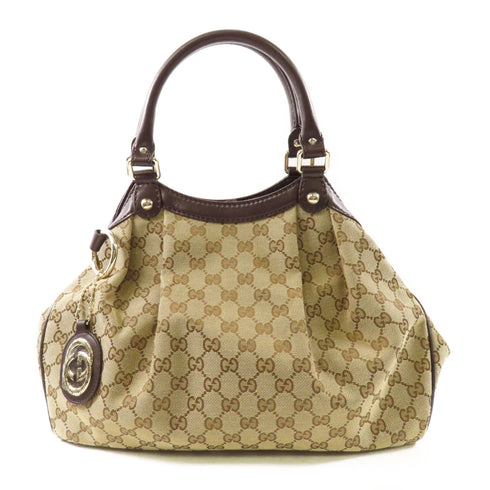 GUCCI GG GHW Handbag 211944 Canvas Brown