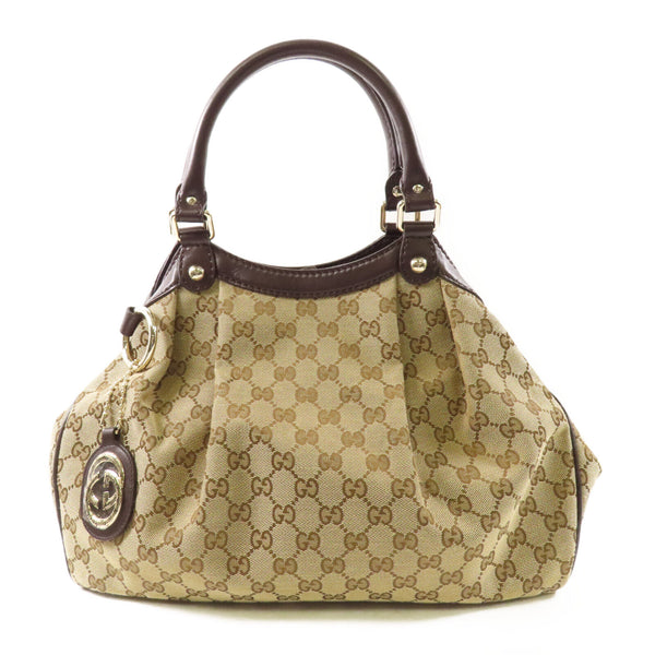 GUCCI GG GHW Handbag 211944 Canvas Brown