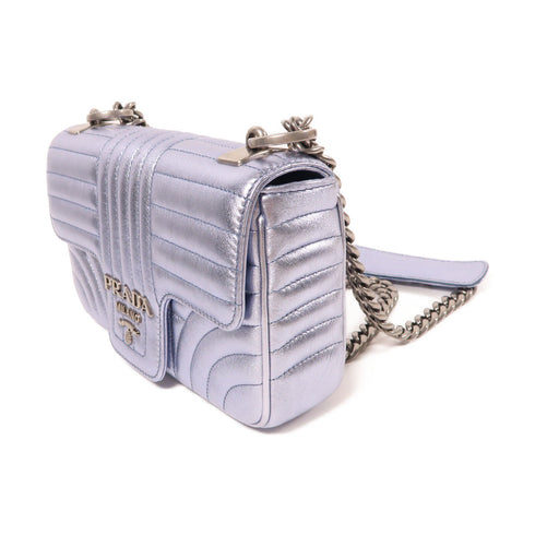 PRADA SHW Chain Shoulder Bag Lambskin Leather 1BD107 Blue