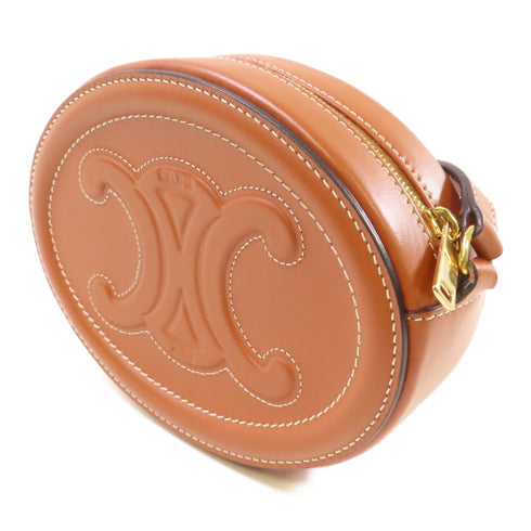 CELINE GHW Small Oval Purse Cuir Triomphe Shoulder Bag Calfskin Leather Brown