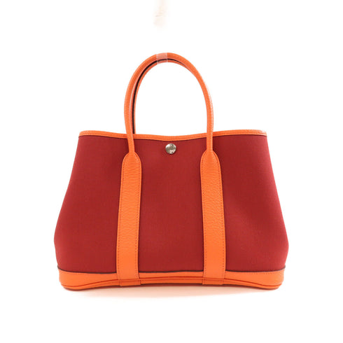 HERMES PHW Garden Party TPM Tote Bag Canvas/Leather
