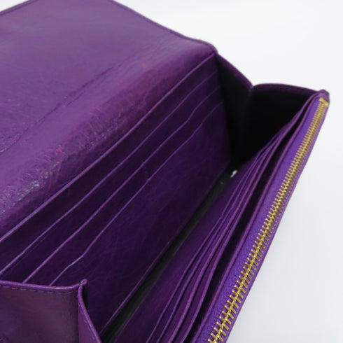 BALENCIAGA GHW City Long Wallet Lambskin Leather Purple