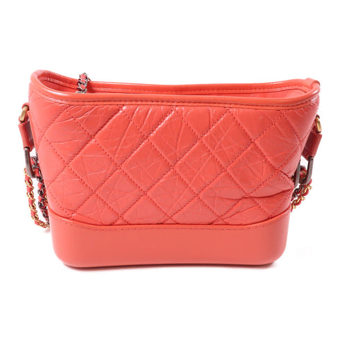 CHANEL CC Gabrielle Small Chain Shoulder Bag Calfskin Leather Orange