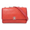 CHANEL Quilted CC SHW Chain Shoulder Bag Lambskin Leather Red