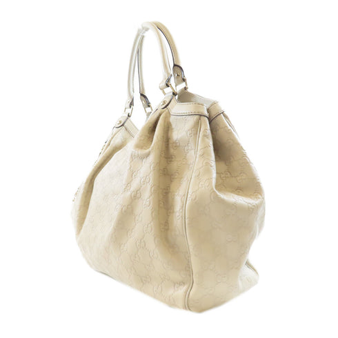 GUCCI GG GHW Hand Bag 211943 Leather Grey