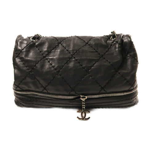 CHANEL CC SHW Chain Shoulder Calfskin Leather Black
