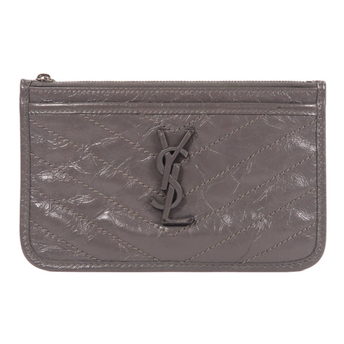 YVES SAINT LAURENT YSL Niki Bill Clutch Bag Pouch Grey