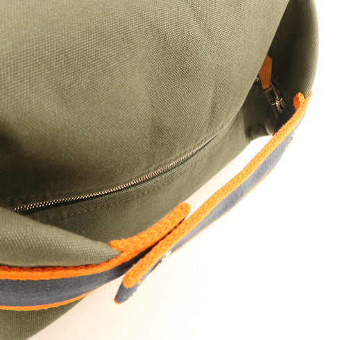 HERMES PHW Bride A Brac Case Large Handbag Canvas Vert Fonce