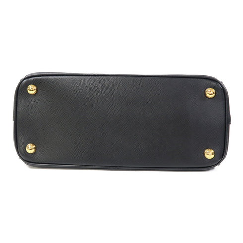 PRADA GHW Galleria 2 Way Shoulder Bag 1BA863 Saffiano Leather Black