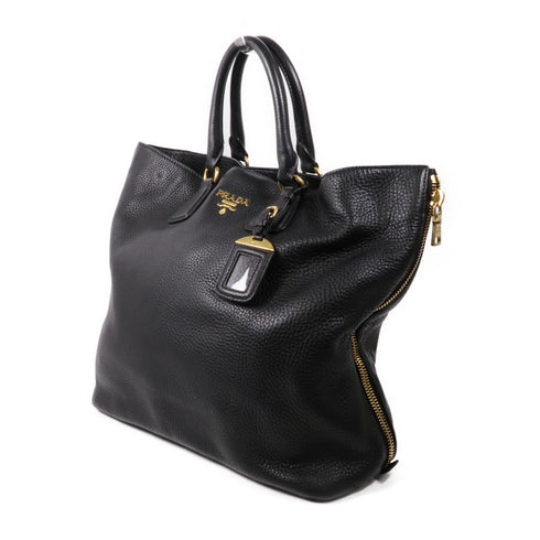 PRADA GHW 2 Way Bag BN2419 Calfskin Leather Black