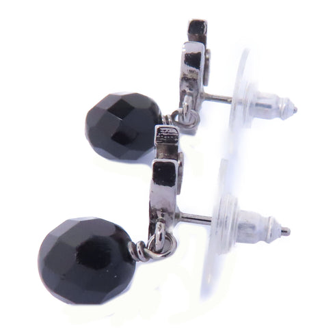 CHANEL CC Earrings Accessories PVC Metal Silver Black