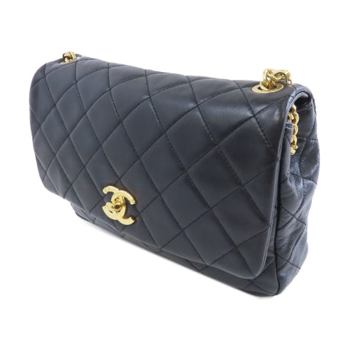 CHANEL Quilted CC GHW Resin Pearl Flap Chain Shoulder Bag Lambskin Leather Black
