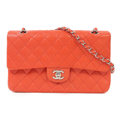 CHANEL Quilted CC SHW Chain Shoulder Bag Calfskin Leather Red