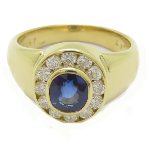 FINE JEWELRY 1.47ct Sapphire 0.57ct Diamond Ring 18K Yellow Gold US#8