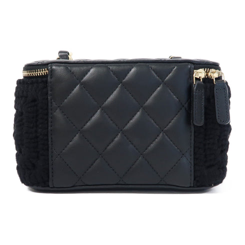 CHANEL Quilted CC GHW Chain Shoulder Bag Vanity Case Lambskin Leather/Cotton