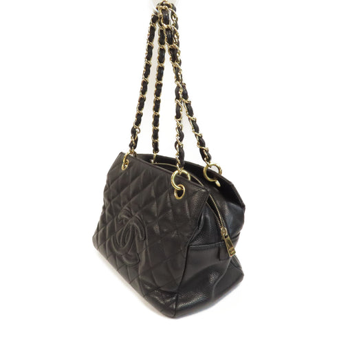 CHANEL Quilted CC GHW Petite Timeless Chain Tote Bag Leather Black