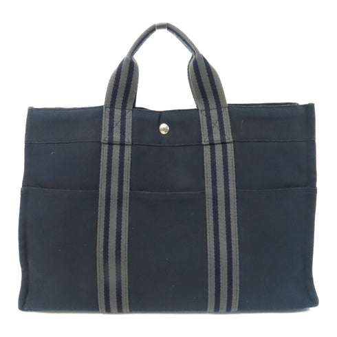 HERMES PHW Fourre-tout Handbag/Tote Bag Canvas Navy
