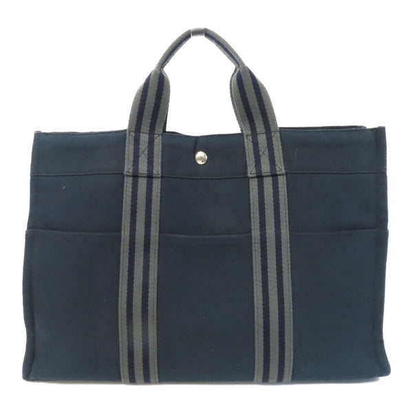 HERMES PHW Fourre-tout Handbag/Tote Bag Canvas Navy