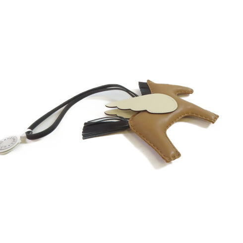 HERMES Rodeo Pegase MM Charm Swift Leather Nata Chai Brown Black White