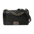 CHANEL CC SHW Boy 25cm Chain Shoulder Bag Lambskin Leather Black