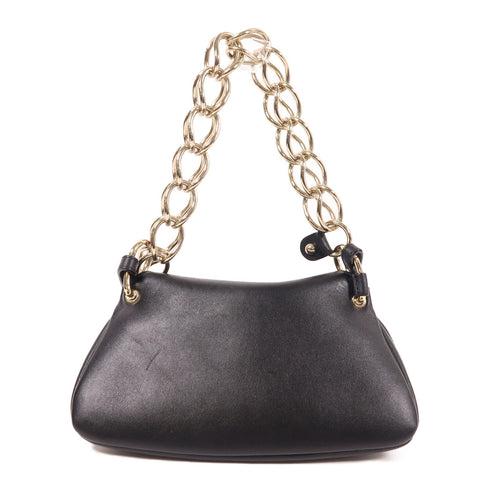 Chloe SHW 2 Way Chain Shoulder Bag Calfskin Leather Black