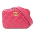 CHANEL Quilted CC GHW Chain Shoulder Bag AP2858 Caviar Leather Rose Red