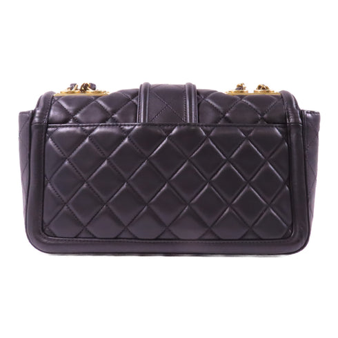 CHANEL Quilted CC GHW Chain Shoulder Bag Lambskin Leather Black v9