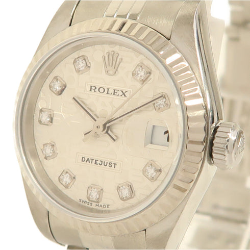ROLEX Datejust 26mm Diamond Automatic Watch #79174G 18KWG Stainless Steel Silver